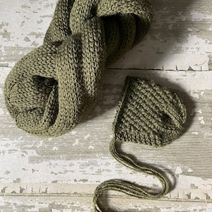 The {Olive You} Basket Weave Bonnet & Knit Wrap Set