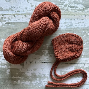 The {Rust Heather} Newborn Bonnet Knit Wrap Set
