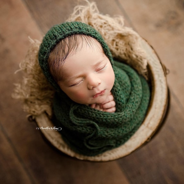 The {Evergreen} Bonnet, Sleepy Cap & Knit Wrap Set