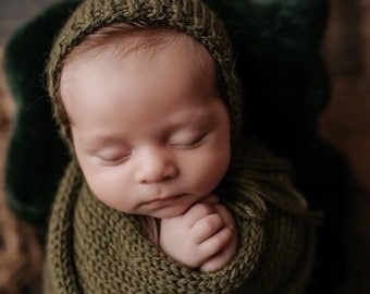 The {Olive You} Bonnet, Sleepy Cap & Knit Wrap Set and Matching Blanket