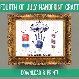 Roodwitte en koele Fourth of July handafdruk ijslolly