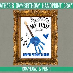Father's Day/Birthday Guitar 'My Dad Rocks' Handprint Picture