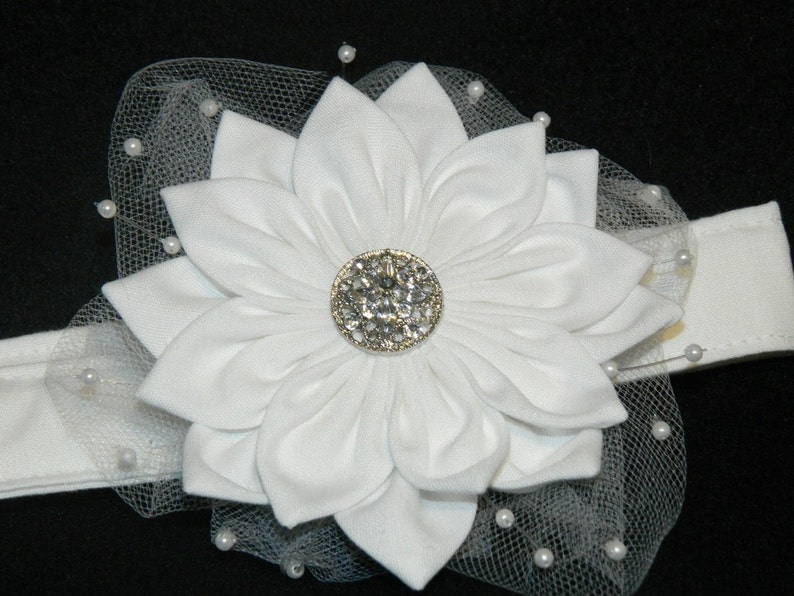 Wedding dog collar in white with removable flower and Etsy
