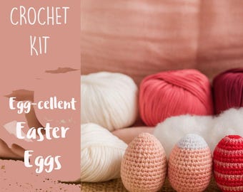Egg-cellent Easter Crochet Craft Kit:  Cotton yarn, Stuffing and PDF crochet pattern