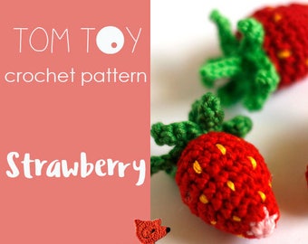 Strawberry Digital PDF Crochet PATTERN, Amigurumi strawberry, Crochet cute toy berries fruit, Play food DIY instructions