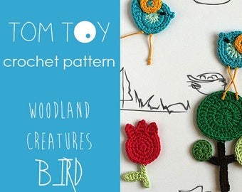 BIRD set Digital PDF Crochet PATTERN, Woodland Creatures collection by TomToy