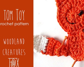 FOX applique Crochet PATTERN, cute little animal applique, children clothes blanket embellishment, Woodland creatures Collection by TomToy