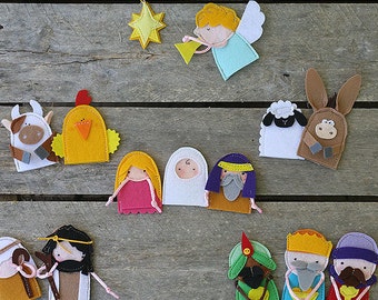 Nativity set Felt finger puppets set of 14