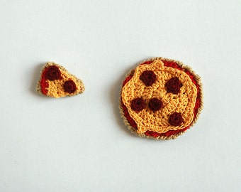 Miniature crochet pizza, Dollhouse  Mini fast food, 5cm whole pizza, 2 pcs set