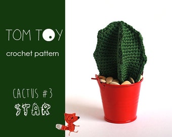 Star Cactus #3 Digital PDF Crochet PATTERN, TomToy potted cacti plant collection, Make your own green cactus, Cute home and office decor