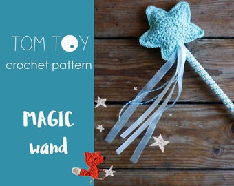 Magic wand Digital PDF Crochet PATTERN, TomToy DIY accessories, Star Fairy wand, Dress up Girl costume party, Photography prop