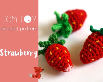 Strawberry Digital PDF Crochet PATTERN, Amigurumi strawberry, Crochet cute toy berries fruit, Play food DIY instructions