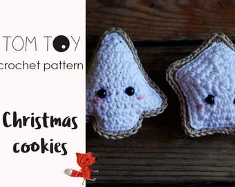 Christmas cookies Digital PDF Crochet PATTERN, Amigurumi crochet toy, Crochet Christmas tree ornament, Handmade DIY gift for Christmas