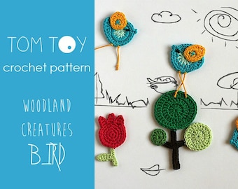 BIRD set Digital PDF Crochet PATTERN, Woodland Creatures collection by TomToy