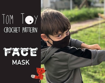 FACE mask with applique and Filter pocket Digital PDF Crochet PATTERN, Accessories collection by TomToy, Easy Step by step crochet tutorial