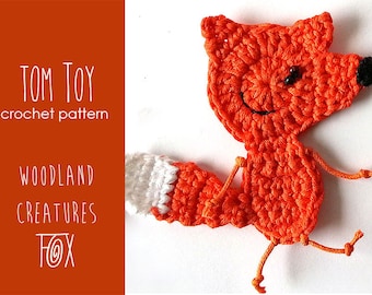 FOX applique Crochet PATTERN, Woodland creatures collection by TomToy, cute little animal applique, children clothes blanket embellishment