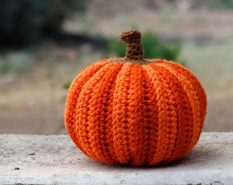 Big Crochet Pumpkin, Autumn Fall Thanksgiving Halloween decoration, Table centerpiece Harvest Rustic Ornament,  15-18cm, 1 pcs