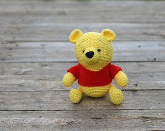 Crochet Winnie the Pooh, Amigurumi toy, Plush bear, Crochet bear, Disney, Hand crocheted toy, 17cm