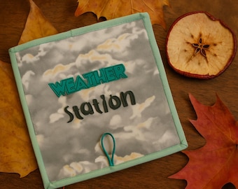 Weather station wall chart, Interactive busy Playmat,  Fabric Educational toy, Handmade by TomToy, 20x40cm