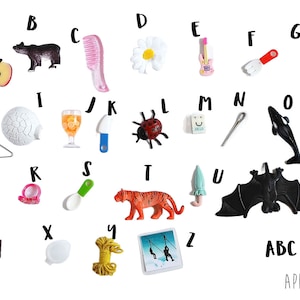 Montessori ABC objects for Alphabet Box, 1-5cm, 1 object per letter