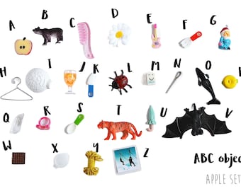 Montessori ABC objects for Alphabet Box, 1-5cm, 1 object per letter