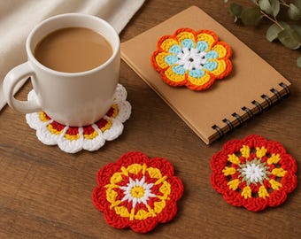 Happy Petals - Crochet Flowers applique, 6-8cm, Set of 3 flowers