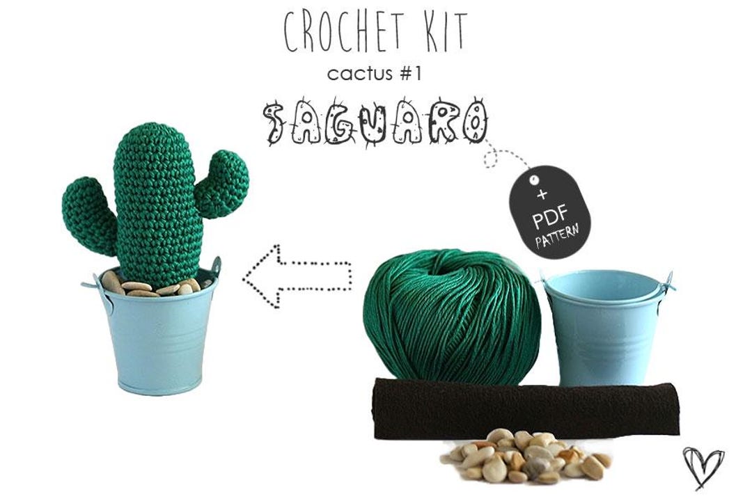 Crochet Kit Cactus #1 Saguaro, DIY Crochet Kit – Make Your Own Handmade ...
