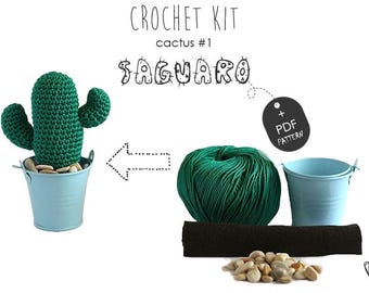 Crochet Kit Cactus #1 Saguaro, DIY Crochet Kit – Make Your Own Handmade Decor