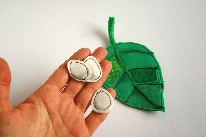 set of 4: leaf Butterfly life cycle felt playset caterpillar 2-12cm pupa butterfly eggs