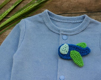 Plane Crochet applique, High and above TomToy collection, Boys clothing patch, 7x5cm, 1 piece