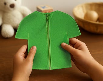 Zipper t-shirt Fine motor skills trainer, 18cm height. 1 piece