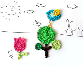 Woodland creatures Crochet applique, Forest animals , Bird set