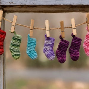 Miniature Striped Crochet Sock, Handmade Dollhouse Stocking, 4cm long, 1 sock