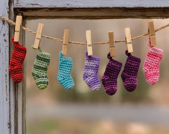 Miniature Striped Crochet Sock, Handmade Dollhouse Stocking, 4cm long, 1 sock
