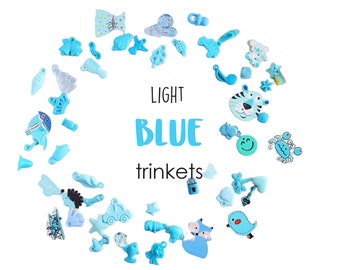 Light Blue I Spy Trinkets, Rainbow I spy bottle/bag filler, Colorful miniatures, Mixed buttons, beads, charms, 1-3cm, Set of 20/50