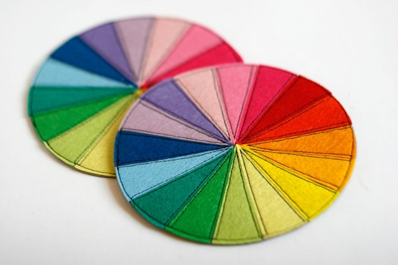 【ハンドメイド】 Felt 16-color Wheel, Rainbow Colors Matching, Color Sorting