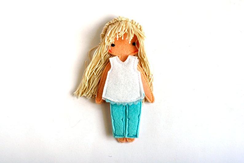 Individual Dressing outfits for Felt paper doll, Pretend play, Gift for a girl, 1 outfit of your choice image 8