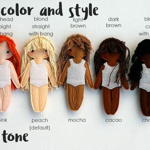 Felt Paper Doll Starter set 2, Doll Dressing Play set, Girl tale along toy, Customized doll Skin and Hair color image 6