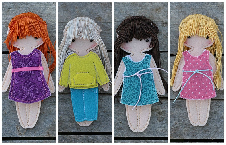 Individual Dressing outfits for Felt paper doll, Pretend play, Gift for a girl, 1 outfit of your choice image 4