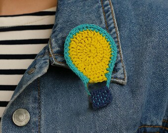 Hot air balloon Crochet applique, High and above Transportation embellishments Collection, 6x9cm, Single/ Set of 4