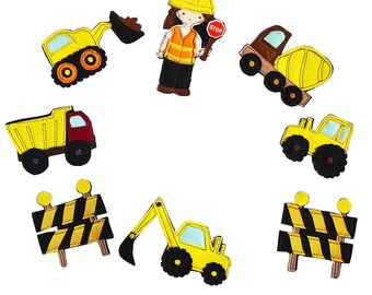Tractors Construction Felt pieces, Set of 8