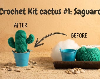 Crochet Cactus Kit cactus #1 Saguaro Senor Prickes – Handmade Decor