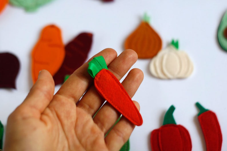 Felt veggies pieces, Play food vegetables, Handmade by TomToy, 2.5-7cm, 1 piece/Set carrot