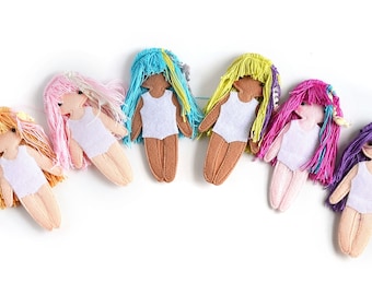 Color Me Curls Special hair Felt "paper" doll , 12cm tall, 1 doll