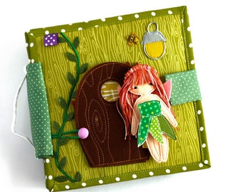 Fairy Dollhouse Quiet book with felt "paper" doll, Special handmade gift for a girl, 20x20cm, 6 pages
