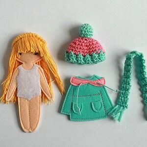 Individual Dressing outfits for Felt paper doll, Pretend play, Gift for a girl, 1 outfit of your choice image 3