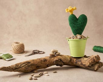 Heart & Hues – Custom Color Crochet Heart Cactus in a Tin Pail