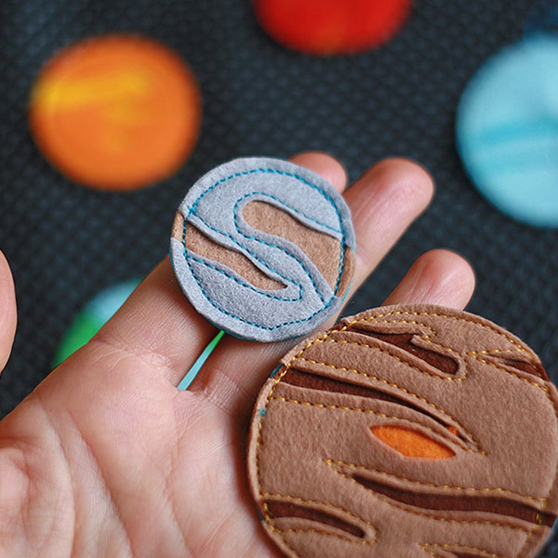 Felt planets pieces, 3-8cm, Set of 9 pcs image 3