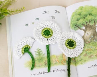 WishBloom  - Dandelion Flowers Crochet applique, 6cm flower diameter, Set of 3