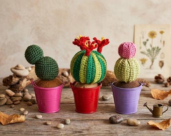 Forever Bloom Saguaro Trio – Handmade Crochet Cacti collection